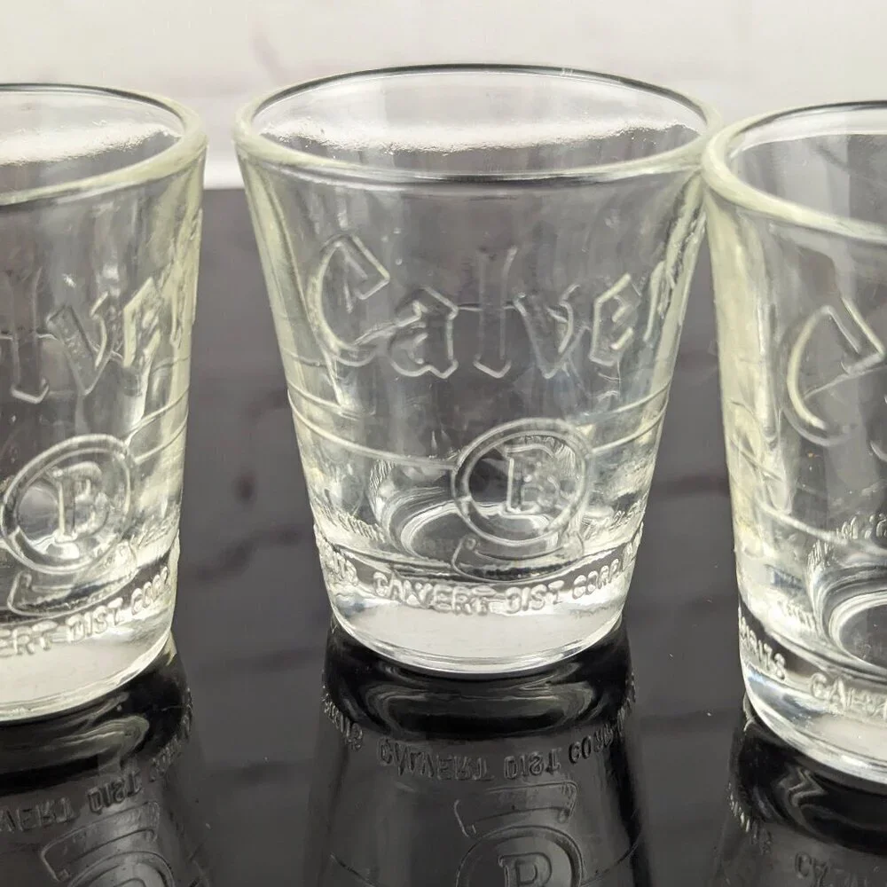 Set of 4 Vintage Calvert Whiskey Shot Glasses